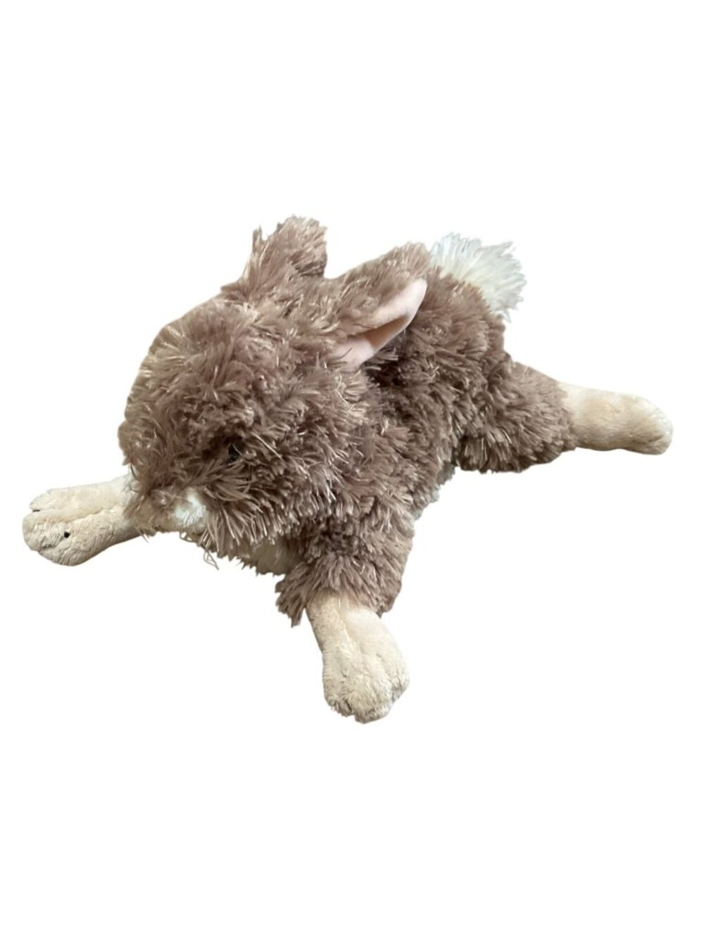 TY Vintage 2006 13" Long Brown & White Rabbit Bunny Hare Plush Super Soft Toy